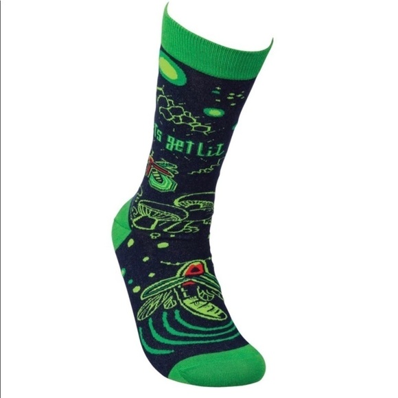 Let's Get Lit Socks in Firefly, Crystal, and Mushroom Design, NWT, For Bundles - Picture 1 of 5